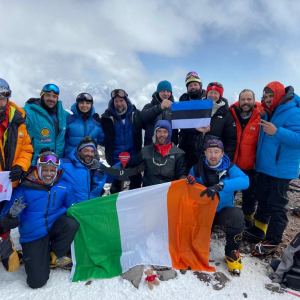 The whole team on the summit of Aconcagua!