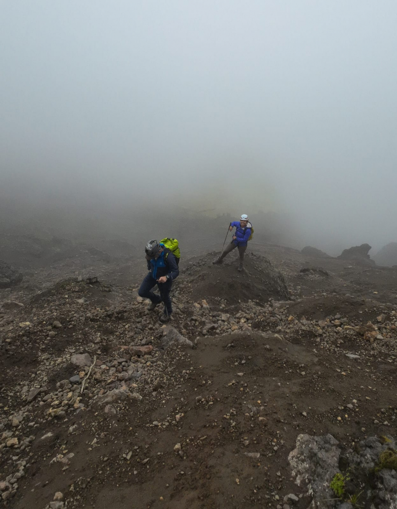 Ascending the rocky slopes of Rumiñahui.
