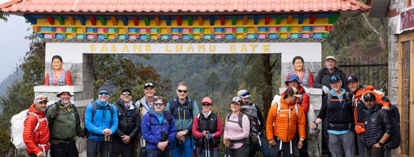The team ready to set off on the trek to Everest Base Camp! Photo: Terray Sylvester)