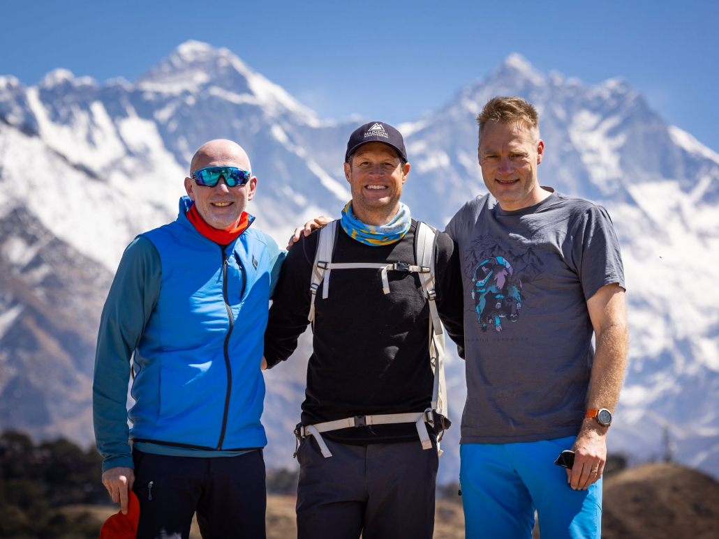 Expedition leader, Garrett Madison, and climbers, Peter Horsman and Erwin Visser on today's acclimatization hike. (Photo: Terray Sylvester)