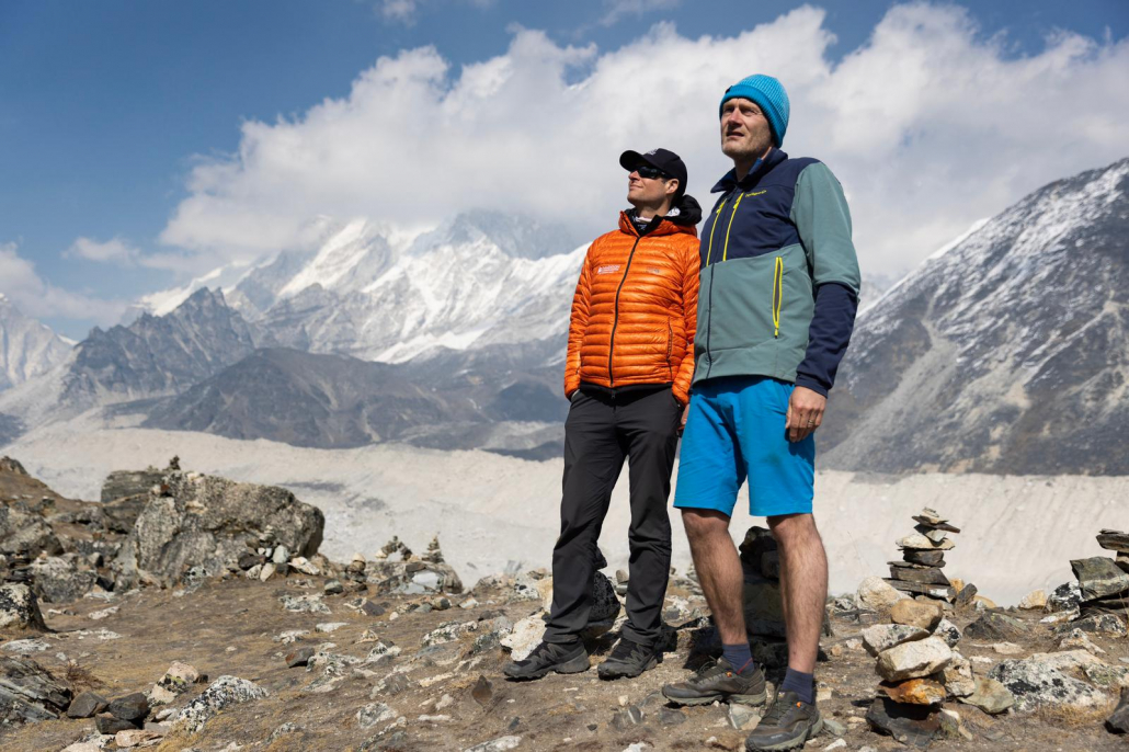Climber, Peter Horsman, and expedition leader, Garrett Madison, taking in the view near Lobuche! (Photo: Terray Sylvester)