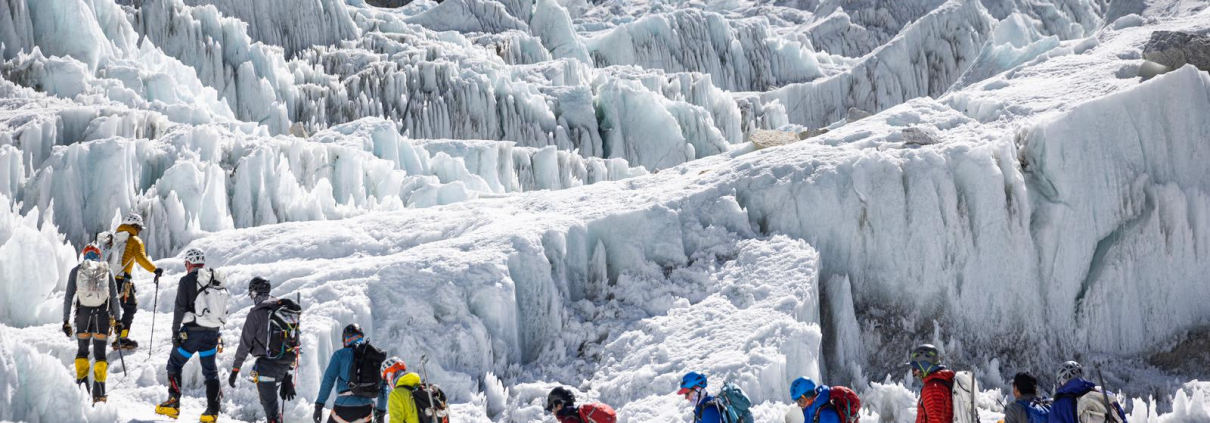 The team climbing into the Khumbu Icefall! Photo pulled from Madison Mountaineering archive (Photo: Terray Sylvester)