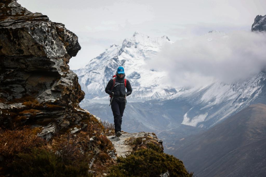 Everest Express climber, Danah Ali, during today's acclimatization hike. (Photo: Terray Sylvester)