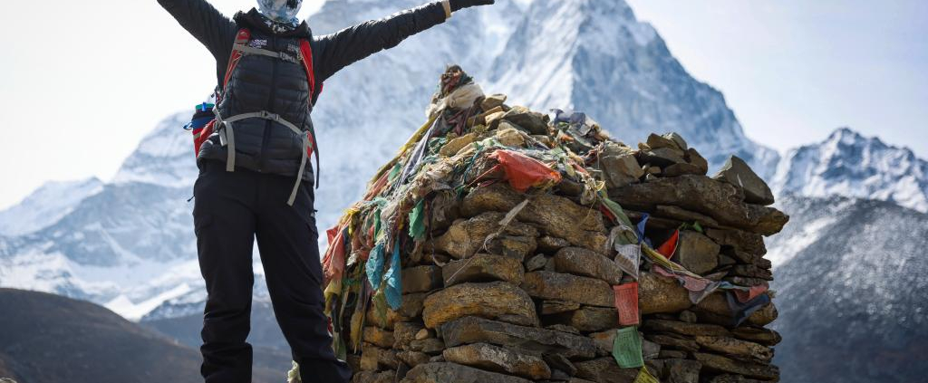 Everest Express climber, Danah Ali, acclimatizing above Pheriche! (Photo: Terray Sylvester)