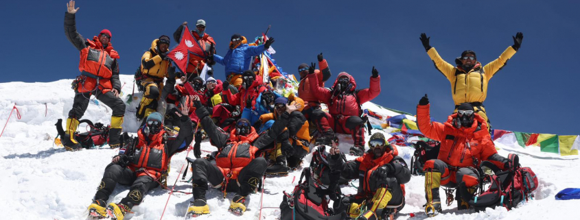 The Madison Mountaineering team with the summit of Mount Everest all to themselves on May 24, 2023 (Photo: Terray Sylvester)