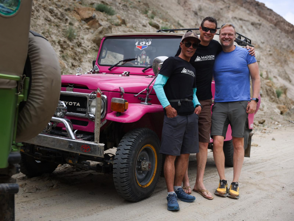Siddhi, Garrett and Ryan posing for a portrait en route to Askole. (Photo by Terray Sylvester)