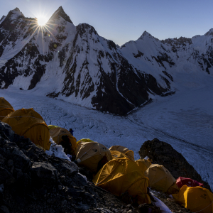 Morning light on Camp 1. Photo pulled from the Madison Mountaineering archive (Photo by Terray Sylvester)