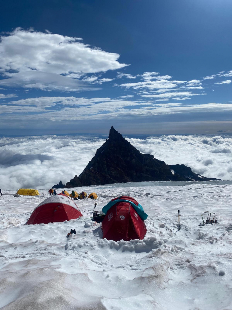 The view of camp from Ingraham Flats.