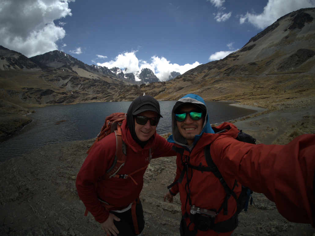 Climber, Stephane Mayer and guide, Estalin Suárez after a successful summit of Pequeño Alpamayo! (Photo: Estalin Suárez)