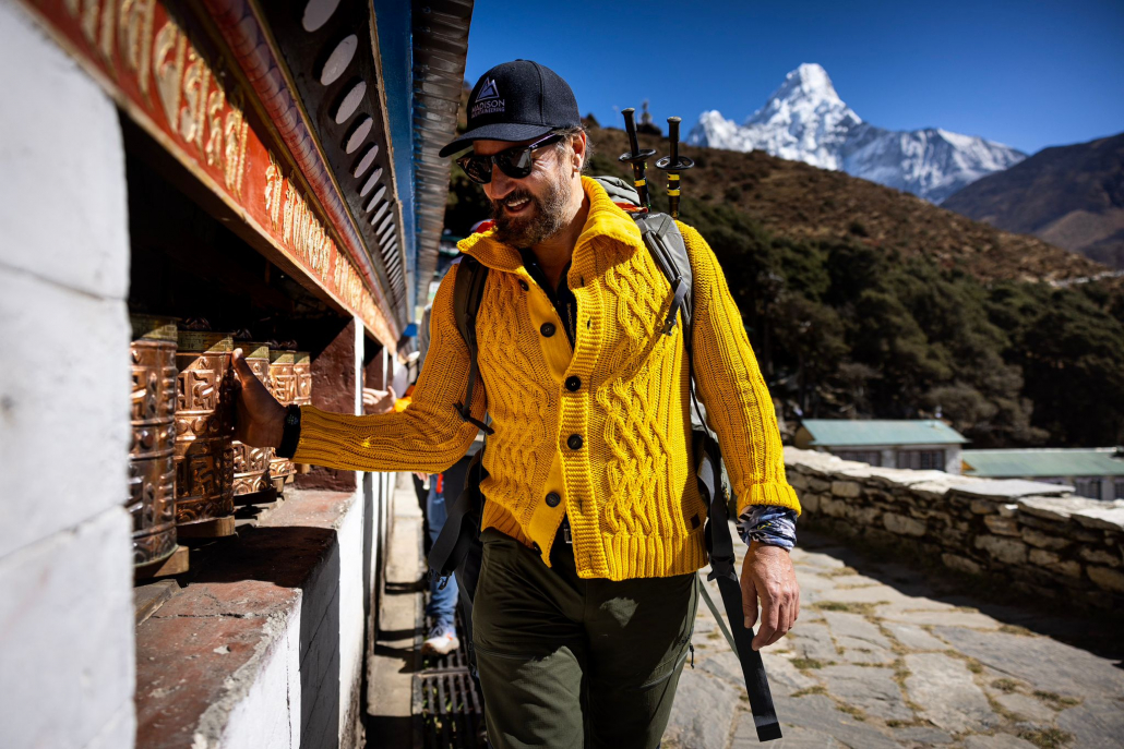Everest Base Camp trekker, Max visiting the monastery in Pangboche (Photo by Terray Sylvester)