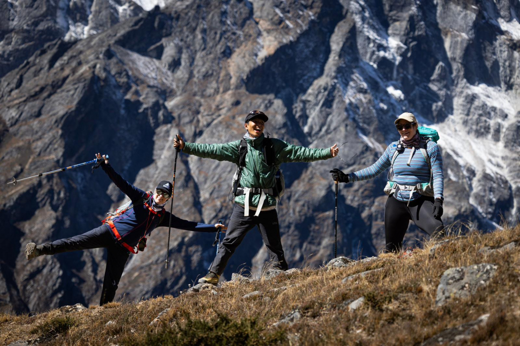 Fun in the sun on the way to Lobuche Village (Photo by Terray Sylvester)