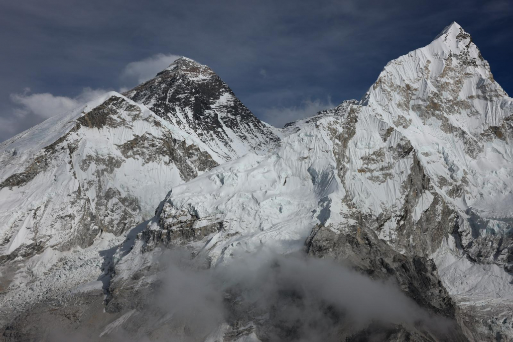 Everest and Nuptse, with Lhotse just barely visible (Photo by Terray Sylvester)