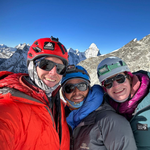 Kristen, Sange and Terray near the top of Island Peak (Photo by Terray Sylvester)
