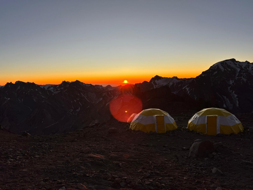 Sunset from one of the team's camps on Aconcagua.