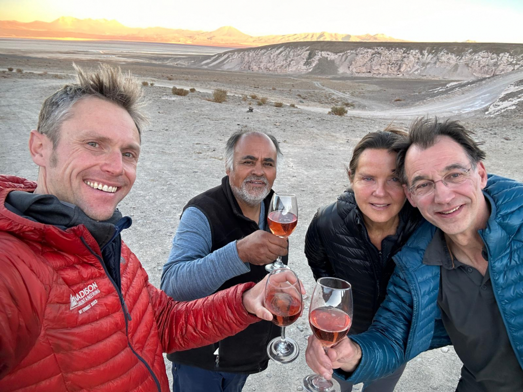 Celebrating the New Year and a successful acclimatization climb of Doña Ines! 