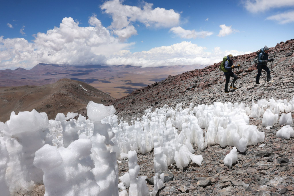 Penitentes just below the summit of Cerro San Francisco at about 6000m. (Photo by Terray Sylvester)