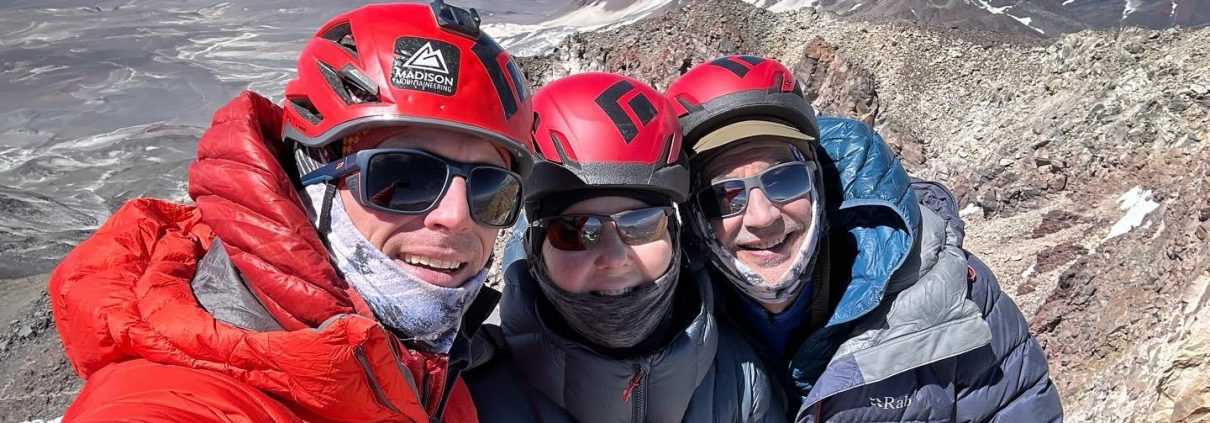 The team on the summit of the planet’s highest volcano!