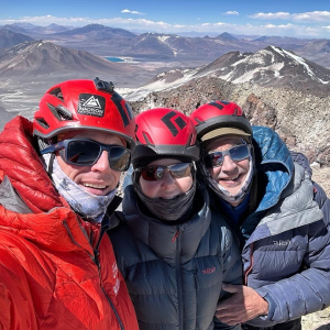 The team on the summit of the planet’s highest volcano!