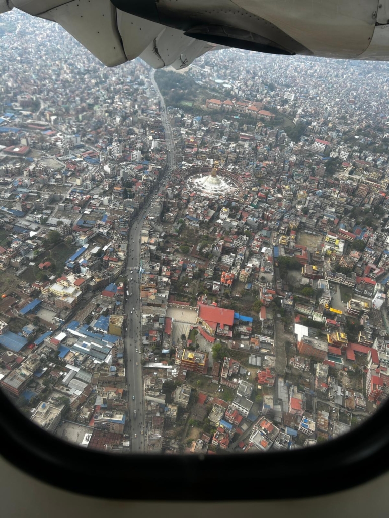 Views of Kathmandu including the famous Boudhanath Stupa, while departing for Pokhara.