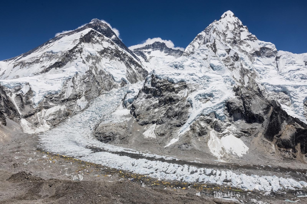 Everest Base Camp sitting below Everest, Lhotse, and Nuptse! (Photo by Terray Sylvester)