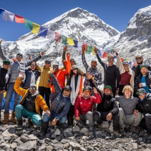 The 2024 Mount Everest expedition team in base camp earlier in the expedition. (Photo by Terray Sylvester)