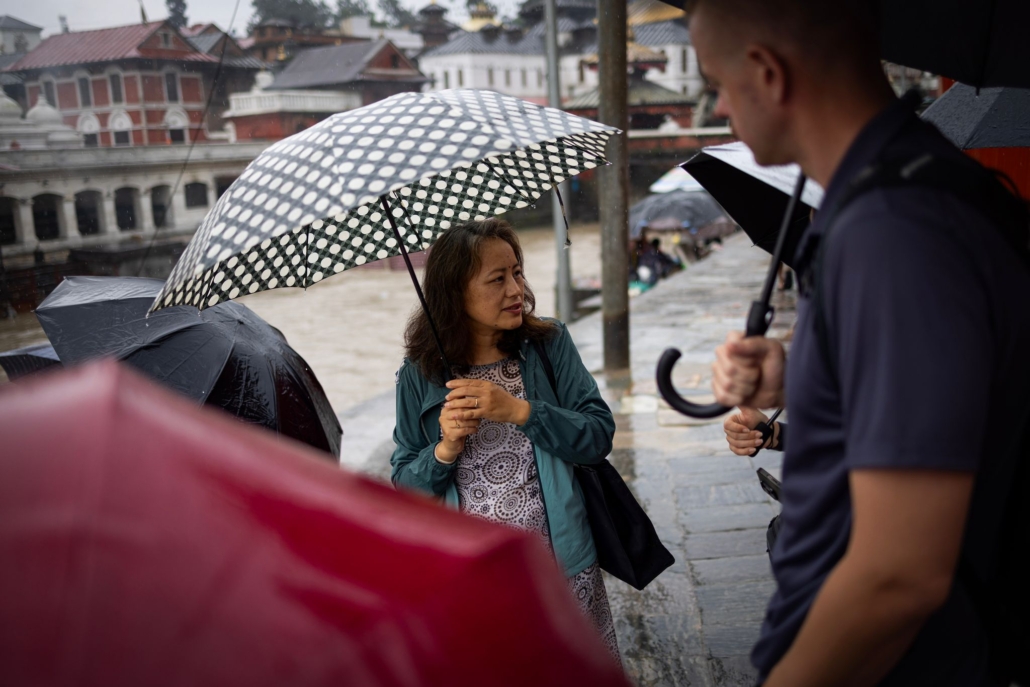 Touring Pashupatinath with our local cultural guide. (Photo by Terray Sylvester)