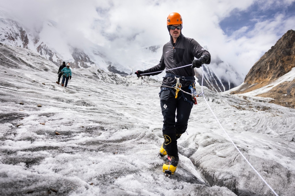 Our climber, Jimmy, practicing technical skills. (Photo by Terray Sylvester)