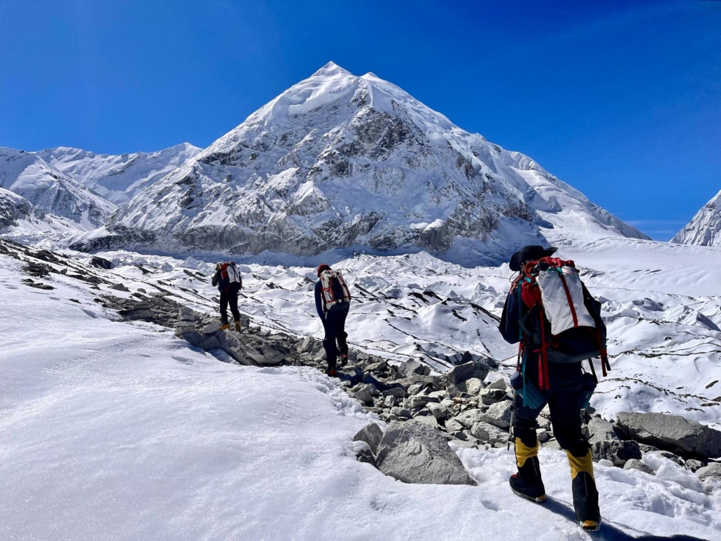 The team on our summit rotation under blue skies!