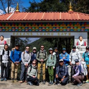 The whole team starting the journey up the Khumbu Valley! (Photo by Terray Sylvester)