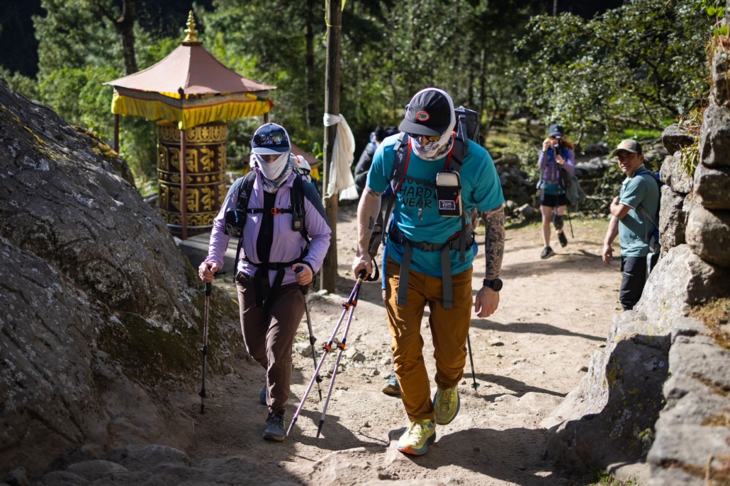 Our guests Mel and Tom on the scenic trails en route to Namche. (Photo by Terray Sylvester)