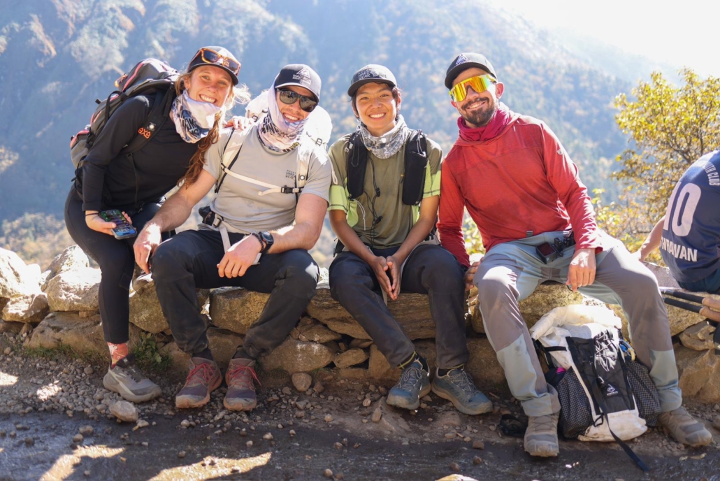 Our Everest Base Camp trekker Miga with Madison Mountaineering Office Manager Mike Sanders, Nima Sangye Sherpa, and Ama Dablam climber Joe! (Photo by Terray Sylvester)