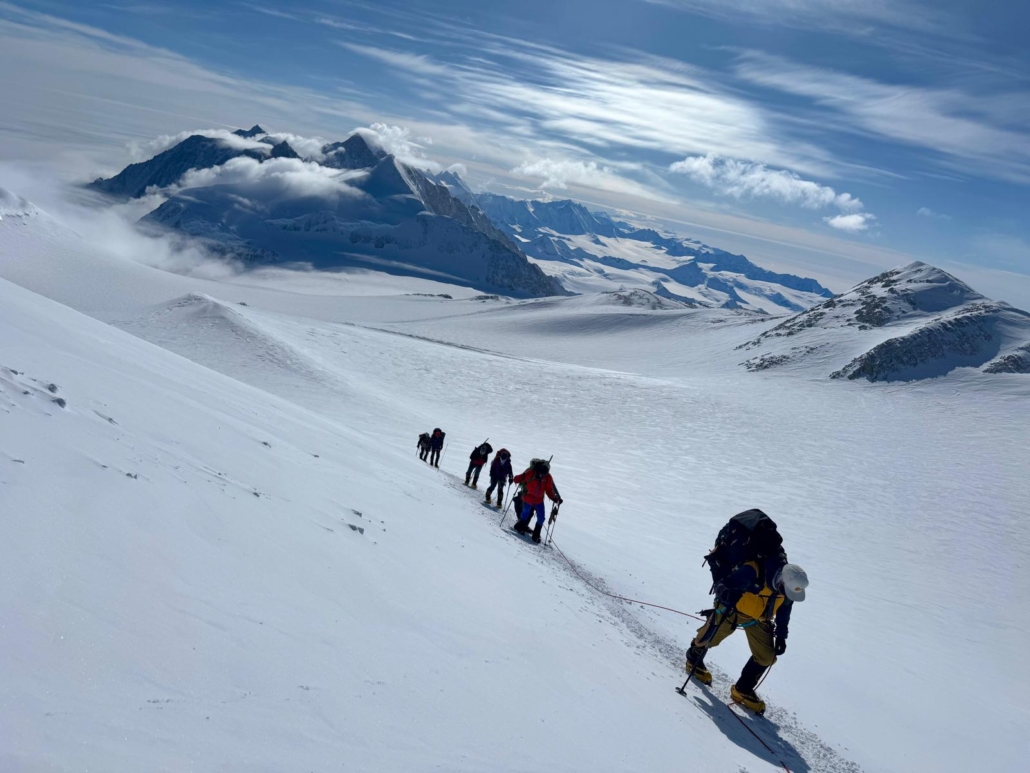 Climbing up high on Mount Vinson!