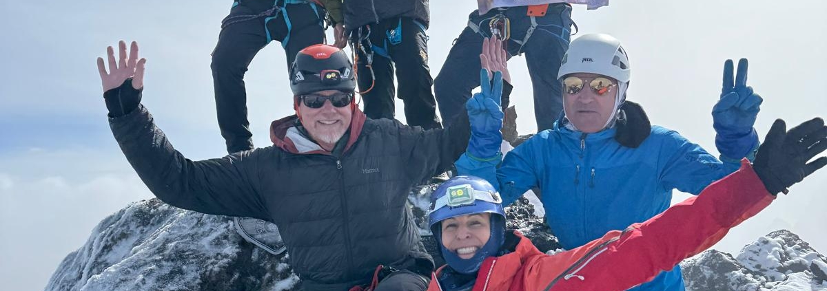 The Madison Mountaineering team on the summit of Carstensz Pyramid on February 27, 2025!