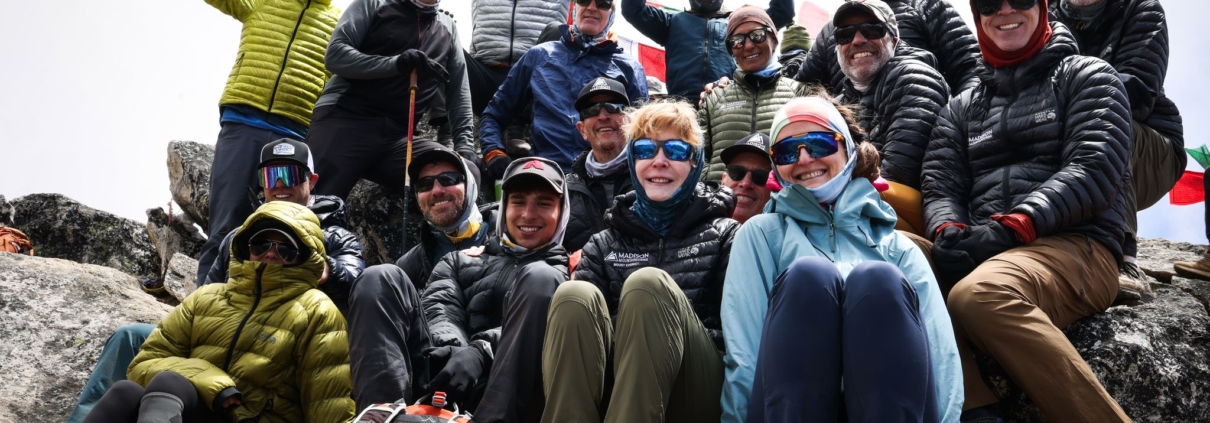 The team at about 5,000m on Nangkartshang above Pheriche Village today (photo by Terray Sylvester)