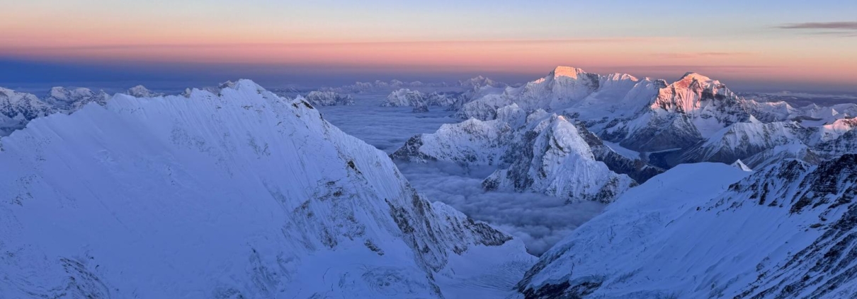 Looking out over the Western Cwm near the summit of Lhotse.