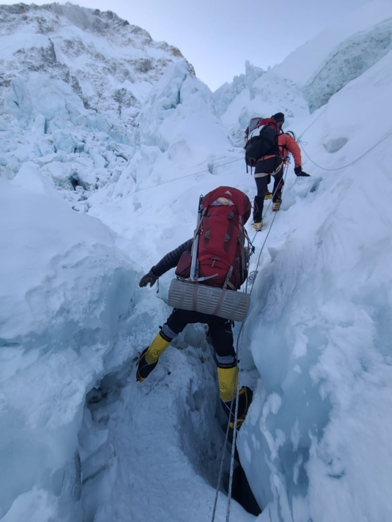 Climbing through the Khumbu Icefall