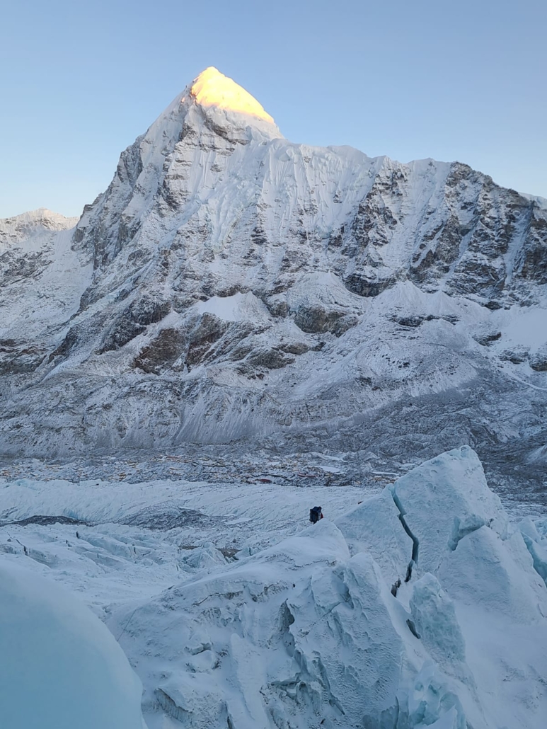 A beautiful morning to be climbing in the Himalayas