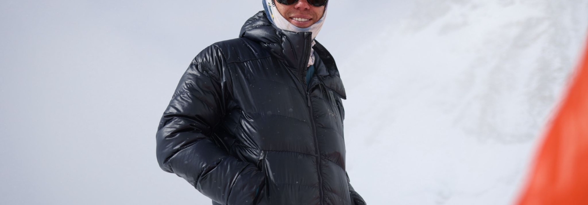 Alex relaxing outside his tent at Camp 2 on Makalu.
