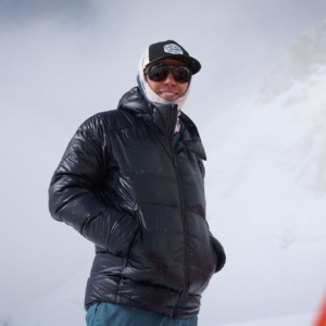 Alex relaxing outside his tent at Camp 2 on Makalu.