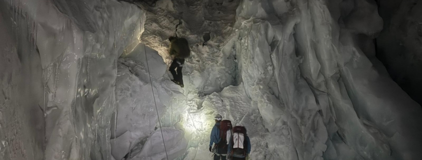 Climbing through the icefall in the early morning hours of May 17.