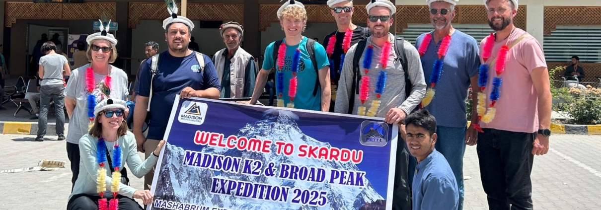 The team outside of Skardu International Airport.