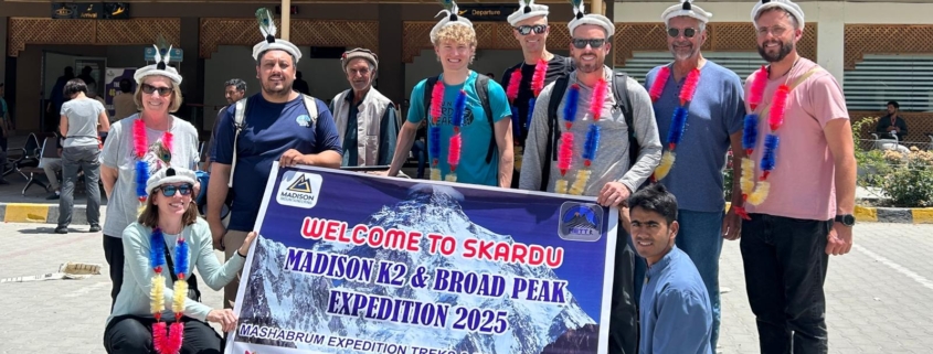 The team outside of Skardu International Airport.