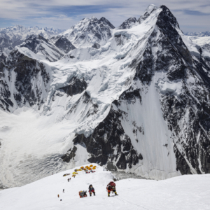 Broad Peak as seen from high on K2. Photo pulled from the Madison Mountaineering archive. (Photo by Terray Sylvester)