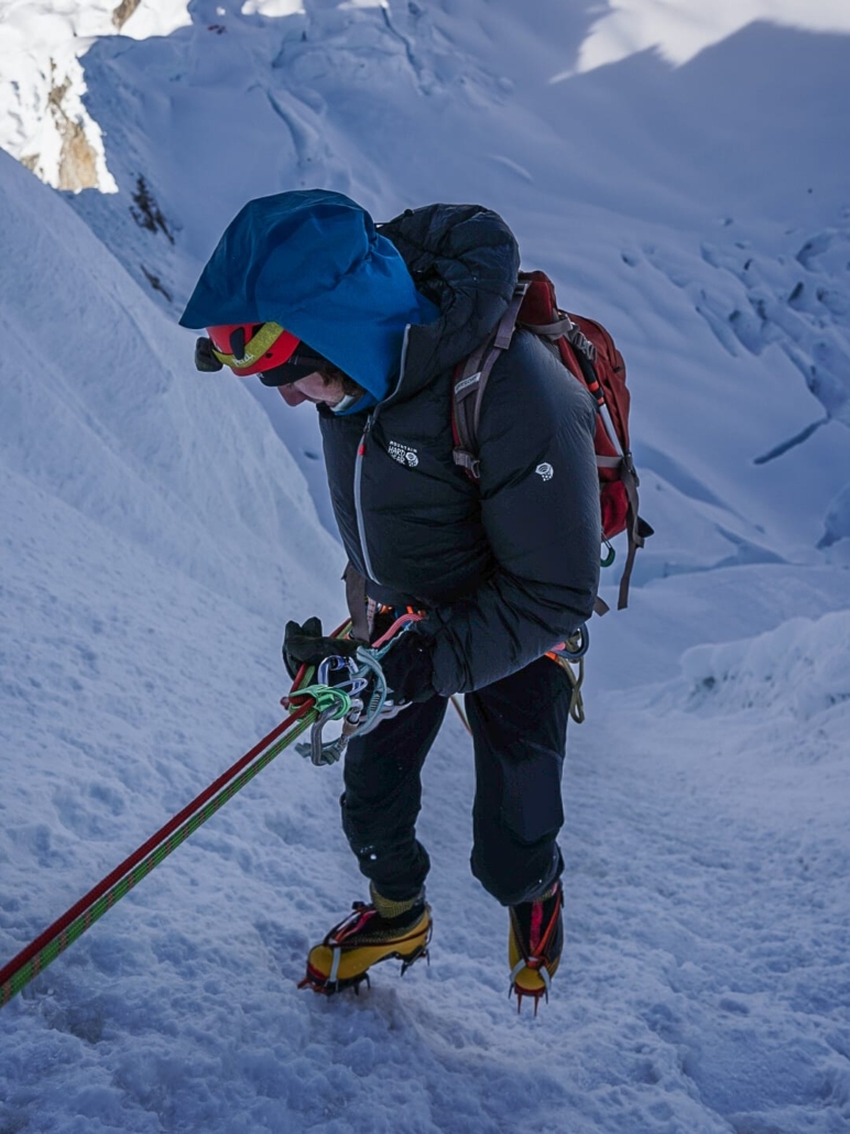 Our climber, Alix descending down the mountain after successfully reaching the summit (photo by Estalin Suárez)