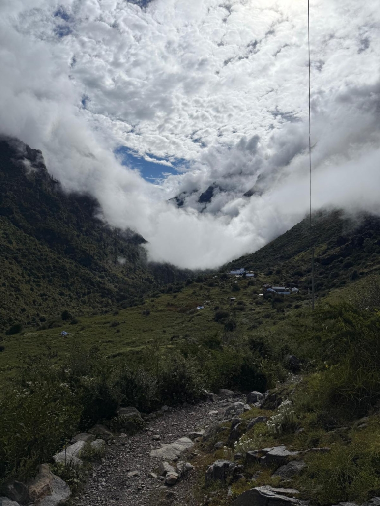 Clouds filling the valley during todays trek