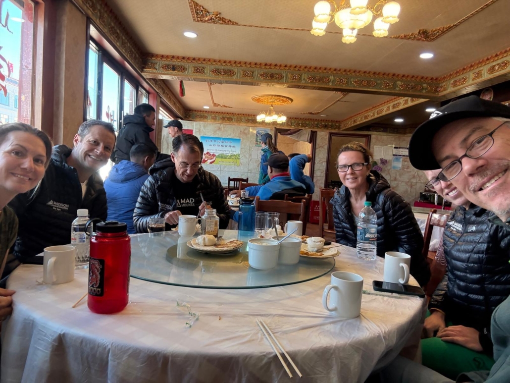 The team fueling up with Tibetan cuisine! (Photo by Chris Thompson)