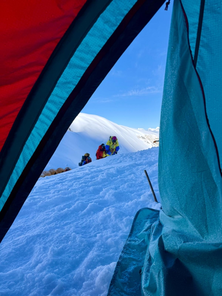 Looking out the tent door in Camp 1
