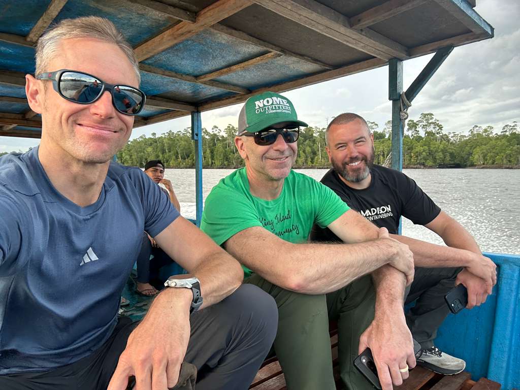 Guide Terray Sylvester with our guests Bob and Chuck near the Arafura Sea.