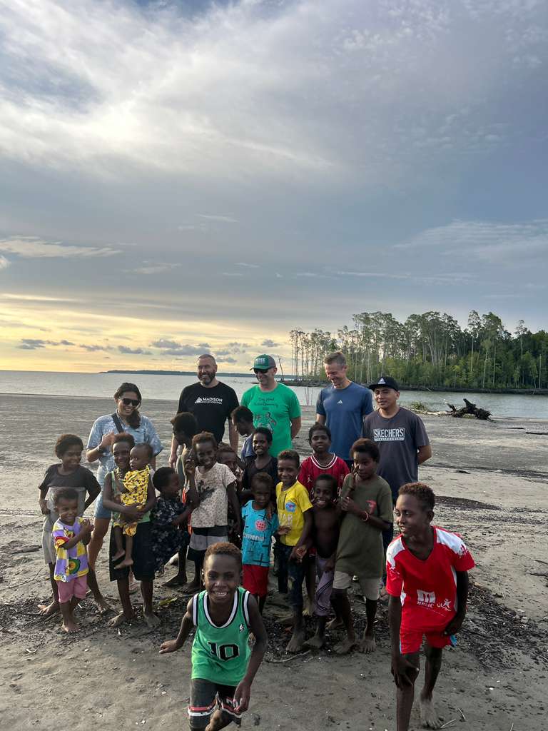 With kids in Amamapare Village