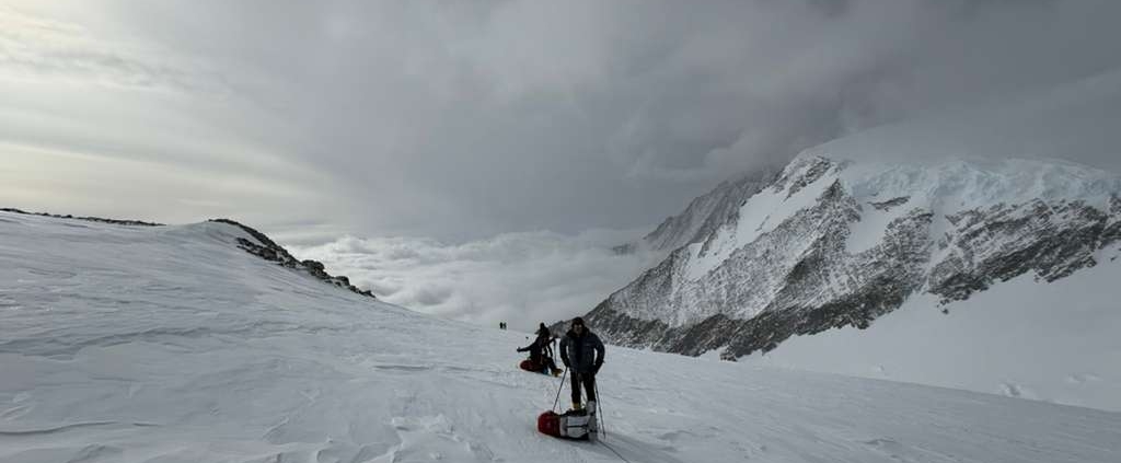 Climbing towards Mount Vinson High Camp.